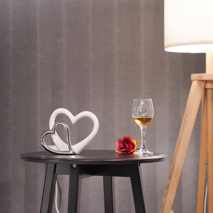 LCdecohome Valentine Decorations - Double Heart Sculpture Table Ornaments Anniversary Couple Gift for Her Home Decor Ceramic Heart Sculptures Figurine 7.5 * 1.75 * 6 inch