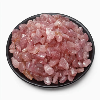 SigMntun Polished Strawberry Quartz Crystal Chips 128 Pcs - 0.4" 10 oz Pretty Tumbled Stone Chips Mineral Rocks Crushed Sea Glass Stones Healing Reiki Crystal Making Home Decoration