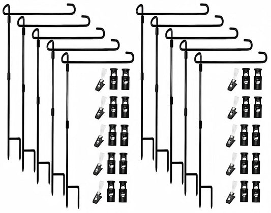 Garden Flag Pole Stand Holder,Akeydeco 10 Pack Garden Flags for Outside with Flag Stopper and Clip Waterproof Powder-Coated Paint for Flag Pole Holder for Outside House,Yard Flags for Outside