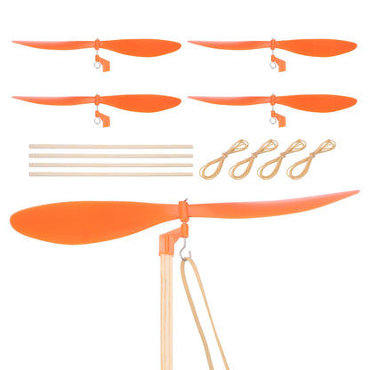MECCANIXITY Plastic Propeller, Propeller Props Blade with 12" Wood Rod Rubber Band Helicopter Kit 7" Fold Resistant for STEM Activities Powered Airplanes DIY Science(Orange, Pack of 5)