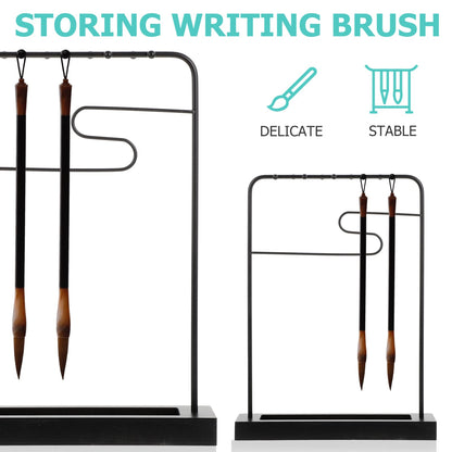 COHEALI Japanese Calligraphy Brush Hanger Rest Sumi Brush Holder Metal Brush Chinese Pen Hanging Shelf Stand Rack Drawing Paint Brush Drying Rack for Writing Desktop Organizer Shelf