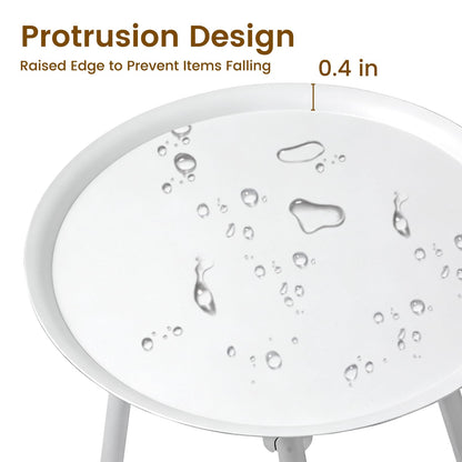 Uniqcovosa Plant Stand Indoor Outdoor, 11'' Round Black Mid Century Single Plant Table, 3-Leg Small Metal Plant Holders Flower Pot Stand, Modern Round Small Side End Table with Raised Design (White)