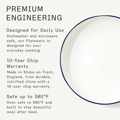 Made In Cookware | Serving Bowl | White With Navy Rim | Porcelain | Crafted in England