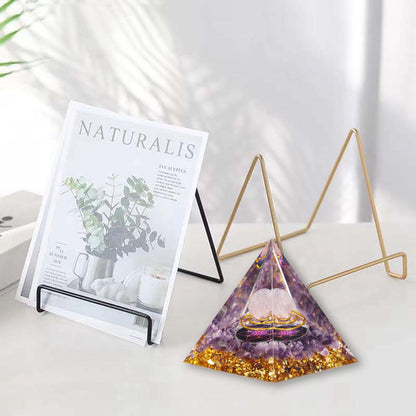 Crystal Pyramid, Rose Quartz & Amethyst Healing Crystal Pyramid Porstive Energy Generator, Natural Crystals Energy Pyramid for Attract Wealth Success and Lucky