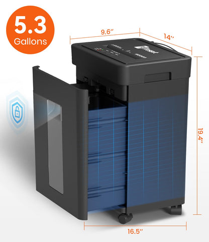 Frossvt Heavy Duty Paper Shredder Micro-Cut High Security Level P-4/12 Sheets 10-Minutes Running Time/AUTO Reverse/ 5.3-Gallon Pull Out Bin, Anti-Jam & Quiet Shredder for Office Home