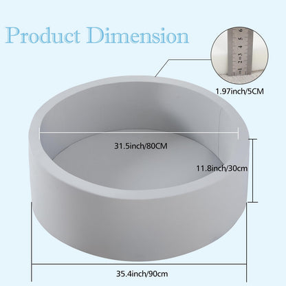 SHJADE Foam Ball Pit, 35.4"x 11.8" Ball Pits for Toddlers, Soft Round Kiddie Baby Playpen Ball Pool for Kids, Ideal Gift for Babies Indoor and Outdoor Game, Grey, (Balls not Included)