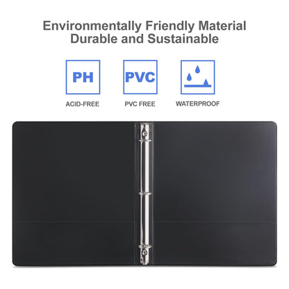 3 Ring Binder 1-1/2 Inch, ViVin Sturdy 1.5"-Round Ring Binder with 2 Interior Pockets, Clear View Cover, PVC-Free, Fits 300 Sheets of 8.5'' x 11'' Paper, Office Home School (6 Pack, Black)