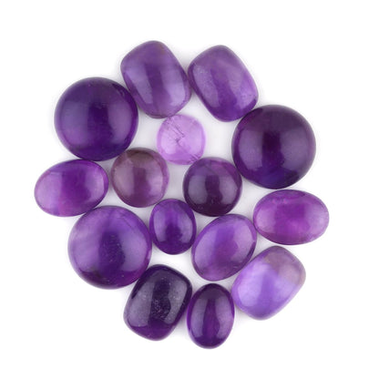 GemSymphony 100 Carat Natural Amethyst Gemstone Cabochon Lot Mixed Shapes – 10 pcs Hand Polished Crystal Stones for Jewelry Making Supply, Healing, Reiki, Craft Supplies, Unique Cab Set for Wire Wrapping & Collectors (10-20 mm)