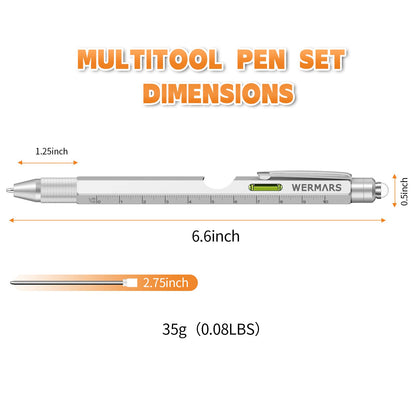 Fathers Day Men Gifts for Him, 9 in 1 Multitool Pen, Birthday Gift for Men Who Have Everything,Fathers Day Dad Gifts for Husband Grandpa Boyfriend,Fathers Day Gift from Daughter (Silver)
