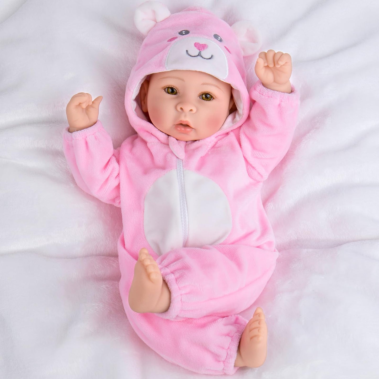 Aori Baby Dolls Realistic, 17-inch Lifelike Soft Body Baby Girl That Look Real with Feeding Kit Included, Ideal Gift for Kids, Birthday, Pretend Play