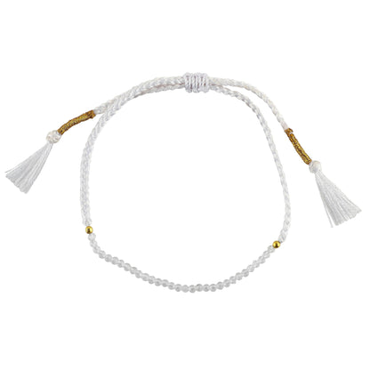 TGH Natural Clear Quartz Beads Braided Bracelet Healing Crystals Birthday Gift for Her Thread Protection Bracelet for Men Women Gemstone Jewelry 7 inch Christmas Gift (Clear Quartz)