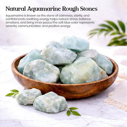 Crocon 1LB Aquamarine Rough Bulk Natural Stone Raw Stone Tumbling Cabbing Polishing Mining Chakra Balancing Reiki and Crystal Healing Good Luck Home Office Decor