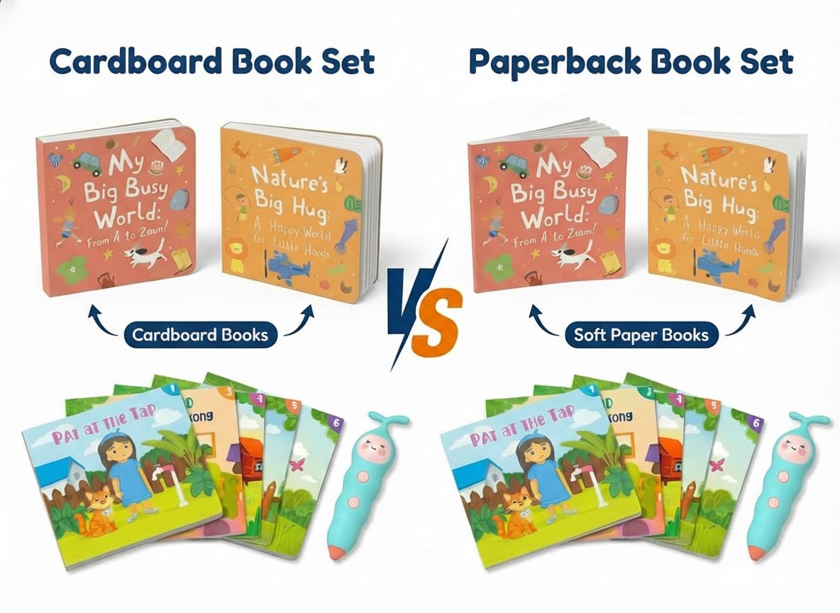 QuTZ Talking Pen Book Set, Learn to Read Sound Books, Learning Toys with 8 Tap to Read Books, 600+ Words & Fun Facts, 6 Phonics Story Books, 700+ Games, Educational Toy for Kids 3+ (Paperback Version)