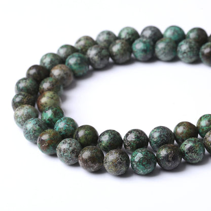 African Turquoises Stone Natural Stone Beads Gems Round Loose Beads Jewelry Making DIY Bracelet Necklace Accessory 1 Strand 45PCS 8MM 15"