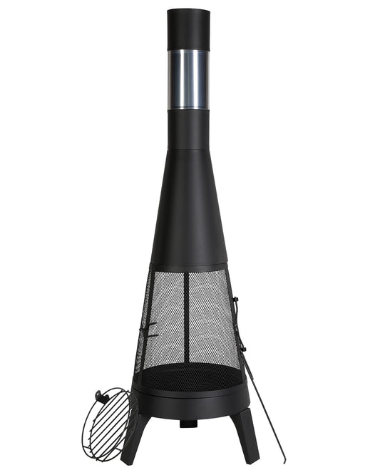 VEVOR Chiminea, 20 Inch Outdoor Wood Burning Firepit, Conical Fireplace for BBQ & Warming, Outside Wooden Fire Pit with Grill Mesh, Chimney Coat & Rustproof Chiminea Lid, for Patio, Garden, Backyard