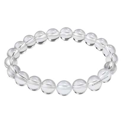 Amazing Gemstone Crystal Bracelet for Women Men's Gifts - Protection Healing Crystal Bracelet - 8mm Gemstone Beaded Stretchable Bracelet Pulseras Para Hombres Mujer Stocking Stuffers Mothers Day Gift (Clear Quartz)