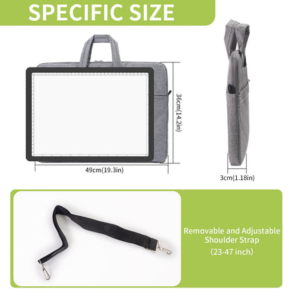 YINGWOND A3 Rechargeable Diamond Art Light Board with Padded Case,Side Physical Button,18.2 * 13.4 in Magnetic Light Pad Built-in Foldable Stand,Wireless Light Box for Tracing Drawing Sketching