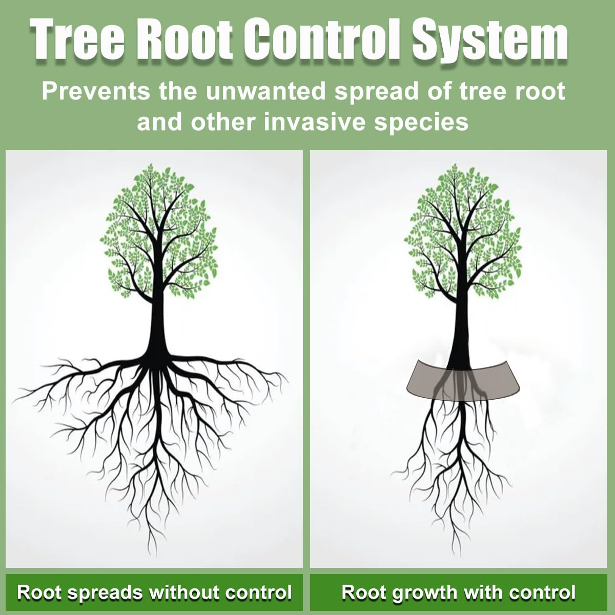 Tree Root Barrier Bamboo Barrier, Tree Root Protector Bamboo Shield Plant Grass Weed Substrate Controller, Heavy Duty Control System for Sidewalks Roads Driveways, Landscape Edging Block 19.7FT*21.6IN