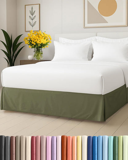 Pleated Bed Skirt Queen Size - 3 Sided Pleated Bed Skirt Queen - Ultra-Soft, Easy Fit with 12 Inch Tailored Drop - Hotel Quality, Wrinkle & Fade Resistant - For Women, Men, Kids and Teens - Sage Green