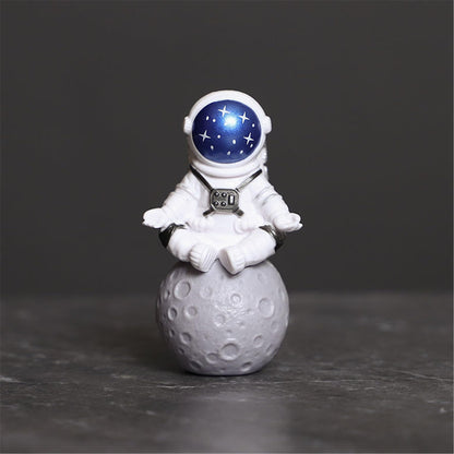 Ni-JASW Blue White Astronaut Statues Set of 4, Spaceman Sculpture Figurines Outer Space Theme Decor for Nursery Room Cake Topper