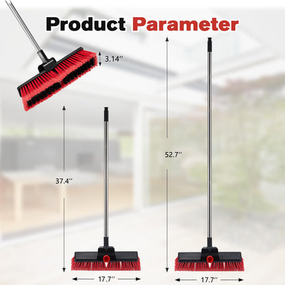 16.5" Outdoor Broom for Floor Cleaning Heavy Duty Push Broom with 53" Long Handle,Outdoor Broom for Deck,Driveway,Garage,Yard,Deck,Patio,Warehouse,Concrete