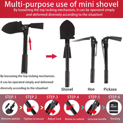 LIANXIN Emergency Roadside Kit for Car - Roadside Safety Tool Kit,with Jumper Cables Car Kit Headlamp Folding Shovel Safety Hammers Tow Rope, Emergency Roadside Car Kit