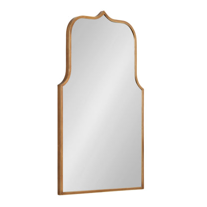 Kate and Laurel Gezella Glam Scalloped Arched Wall Mirror; 22 x 36; Antique Gold; Stunning Glamorous Decorative Tall Arch Mirror with Soft Scallops and Slim Moroccan Frame