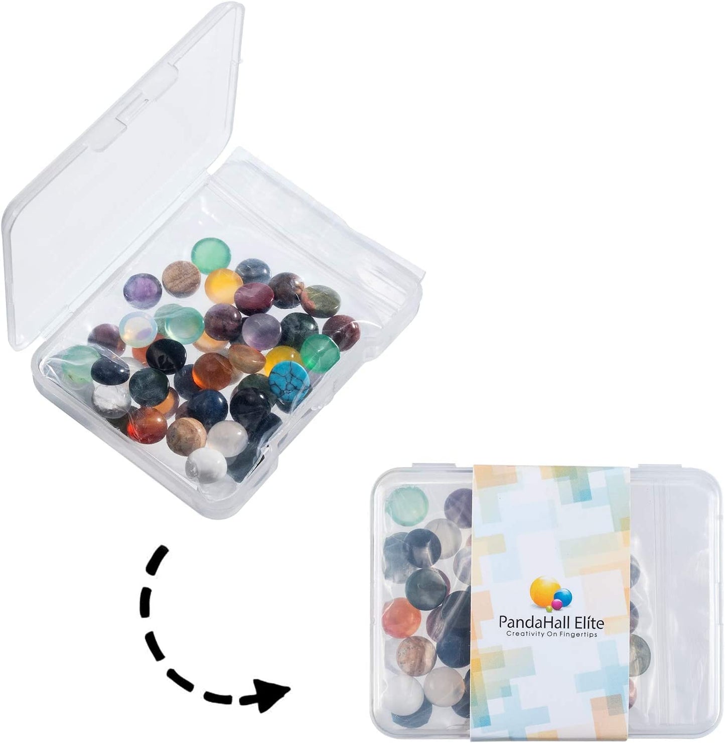 PH PandaHall 46pcs 23 Styles Stone Cabochons 8mm Gemstone Half Round Flatback Gemstones Beads Quartz Chakra Stone Crystal for Earring Necklace Bracelet Jewelry Making
