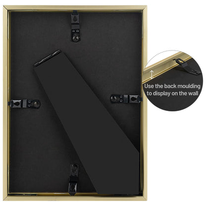 Golden State Art, Gold 5x7 Aluminum Picture Frame - Display Photos 4x6 with Mat or 5x7 inch Without Mat - Shatter-Resistant Glass Metal Photo Frame for Wall or Tabletop Display (2 Pack)