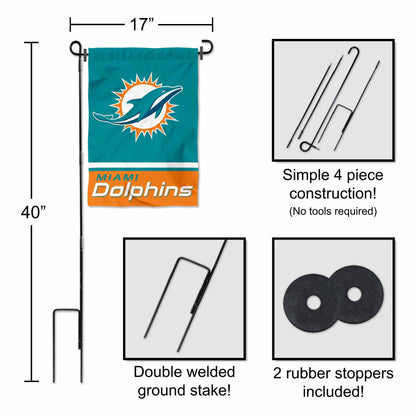 Miami Dolphins Garden Flag with Stand Holder
