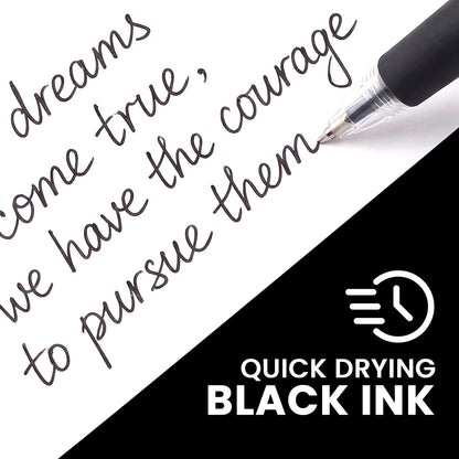 White Bay Retractable Ballpoint Pens Black Ink, Medium Point (1mm), 18-Pack, Refillable, Easy Grip