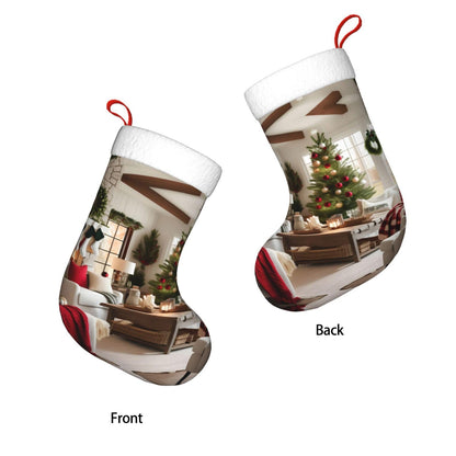 KOPUUYRD Farmhouse Christmas Print Luxurious Holiday Socks,Unique Christmas Socks for Joyful Season,Festive Ornament Classic