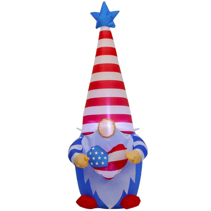 Juegoal Patriotic Independence Day Inflatable, 4FT Blow Up Gnome, 4th of July Outdoor American Uncle Sam, Lighted Tomte Elf with Top Hat for Lawn Yard Home Veterans Day Celebration Garden Decor