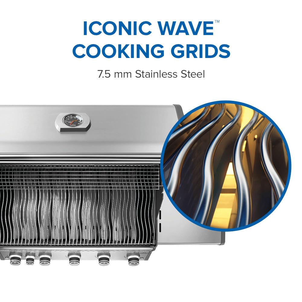 Napoleon Rogue PRO 625 Propane Gas Grill with Infrared Side Burner, Stainless Steel, Durable 6-Burner Gas BBQ