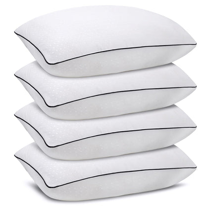 Higoom Standard Size Bed Pillows for Sleeping 4 Pack,Luxury Hotel Pillows,Comfortable and Supportive,Machine Washable,Suitable for Stomach,Back and Side Sleepers.