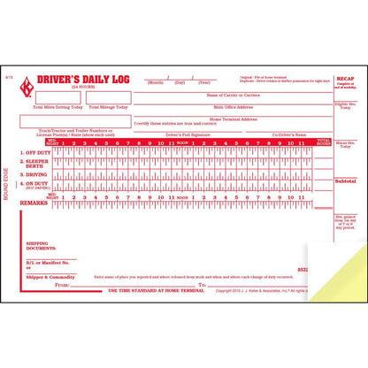 Driver Daily Log Book 10-pk. with Detailed Driver Vehicle Inspection Report & Simplified Recap - Book Format with 31 Sets, 2-Ply with Carbon, 8.5" x 5.5", J. J. Keller & Associates, Inc.