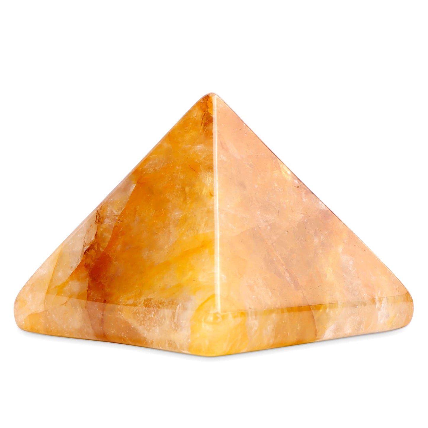 Hxswkk Crystal Pyramid 1.6" Golden Healer Orgone Pyramid for Positive Energy Success Yellow Hematoid Quartz Healing Chakra Stone - Reiki, Chakra, Anti-stress Handmade Spiritual Gift Citrine