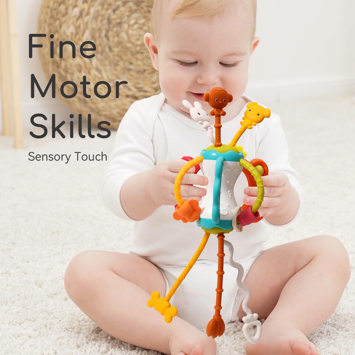 taotaotoys Toddlers Airplane Travel Toys Montessori Toys for Babies 6-12 Months Boy Girl Sensory Baby Infant Car Seat Toys Essentials Silicone Pull String Newborn 1 2 3 Year Old