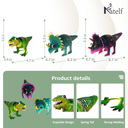 Natelf Dinosaur Metal Decorative Garden Set of 3, Yard Art Home Sculpture Gifts for Women Men Mom Birthday Gifts, Outside Statues for Lawn Ornaments, Outdoor Decorations