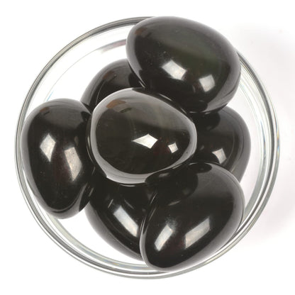 Justinstones Natural Rainbow Obsidian Gemstone Egg Crystal Healing Chakra Meditation Home Office Decor Stone with Stone Stand
