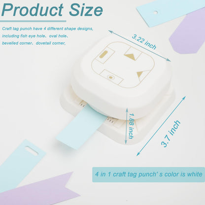 Craft Tag Punch Tag Paper Punches 4 in 1 Hole Puncher for Making Scrapbooking DIY Crafts Paper Punches (4 Shapes)