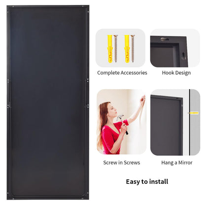 Koonmi 71"x30" Floor Mirror Full Length, Bedroom Floor Body Mirror with Stand, Large Black Mirror, Leaning, Standing or Hanging Horizontally/Vertically