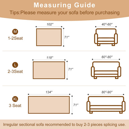 Taque Boho Couch Cover Sofa Covers for 2 Cushion Couch, Couch Covers Washable Blanket Sofa Covers, Chenille L Shape Sectional Couch Covers for Dogs, Sofa Blanket Cover for Living Room (Khaki)