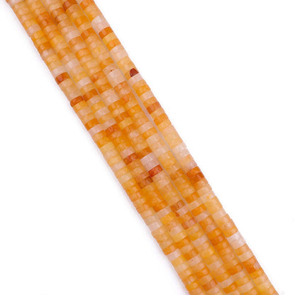 BEADIA Natural Yellow Jade Spacer Beads Caps Loose Semi Gemstone for Beading Jewelry Making 6mmx3mm 38cm