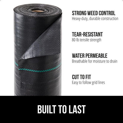 GORILLA GRIP Weed Barrier Fabric, 6 FT x 100 FT, Heavy Duty Woven Landscape Fabric 3.2oz, Weed Control Ground Cover for Garden Beds & Mulch Permeable Underlayment for Landscaping Home & Commercial Use