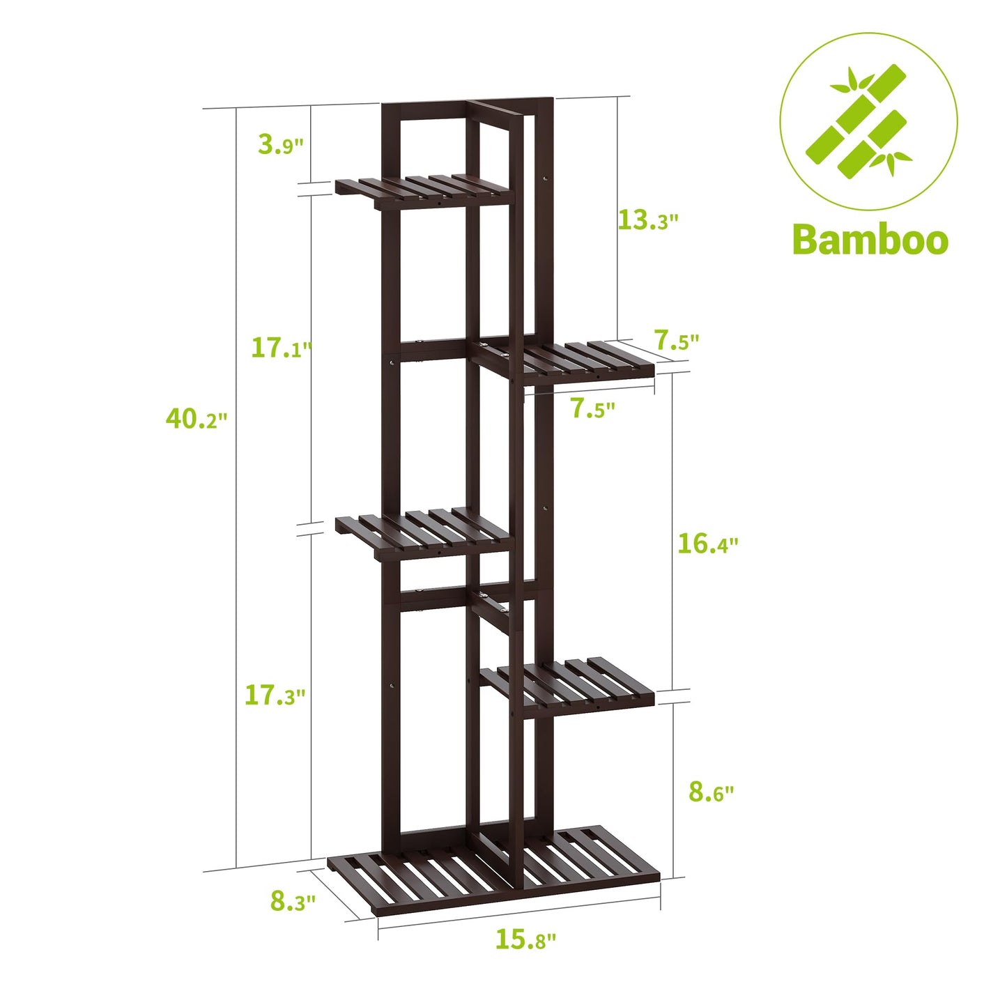BMOSU Bamboo Plant Stand for Indoor Outdoor Plants Corner Tall Plant Shelf 6 Potted Holder Shelf Plant Rack Holder Display Rack(Brown)
