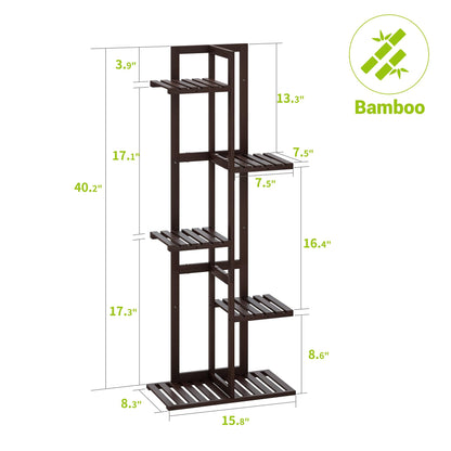 BMOSU Bamboo Plant Stand for Indoor Outdoor Plants Corner Tall Plant Shelf 6 Potted Holder Shelf Plant Rack Holder Display Rack(Brown)