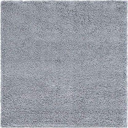 Unique Loom Solid Shag Collection Area Rug (5' 1" Square, Cloud Gray)