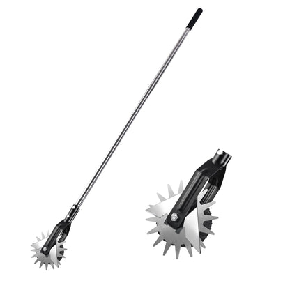 BARAYSTUS Wheel Rotary Edger Lawn Tool, Grass Edge Trimmer, Sidewalk Manual Lawn Edger, Strong 3 Sections Stainless Steel Handle with Cushion Grip, 58.3-Inch