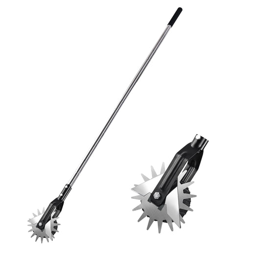 BARAYSTUS Wheel Rotary Edger Lawn Tool, Grass Edge Trimmer, Sidewalk Manual Lawn Edger, Strong 3 Sections Stainless Steel Handle with Cushion Grip, 58.3-Inch
